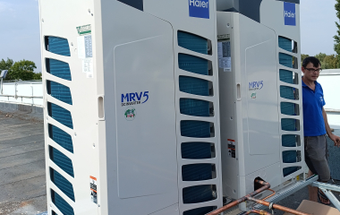 Монтаж мультизональної системи кондиціонування Haier - підключення фреонових трубопроводів до зовнішніх блоків.
